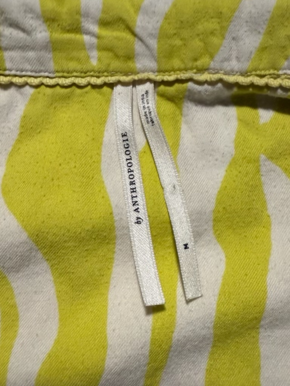 Anthropologie 2-piece Pajama Set Yellow White Zebra Print Button Top & Pants SzM - Picture 8 of 13